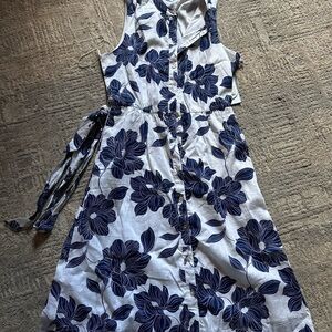 Draper James Blue and White Floral Midi Dress
